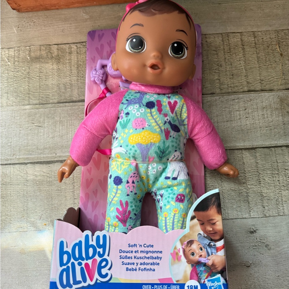 Baby Alive Soft'n Cute Baby Doll in Pink & Teal Outfit